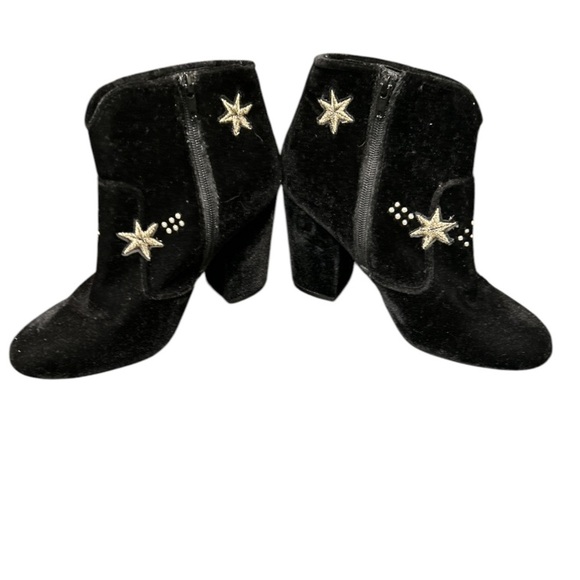 Mix No 6 Black Velvet Ankle Boots with gold Star Embellishments & studs, Size 8 - Picture 2 of 8